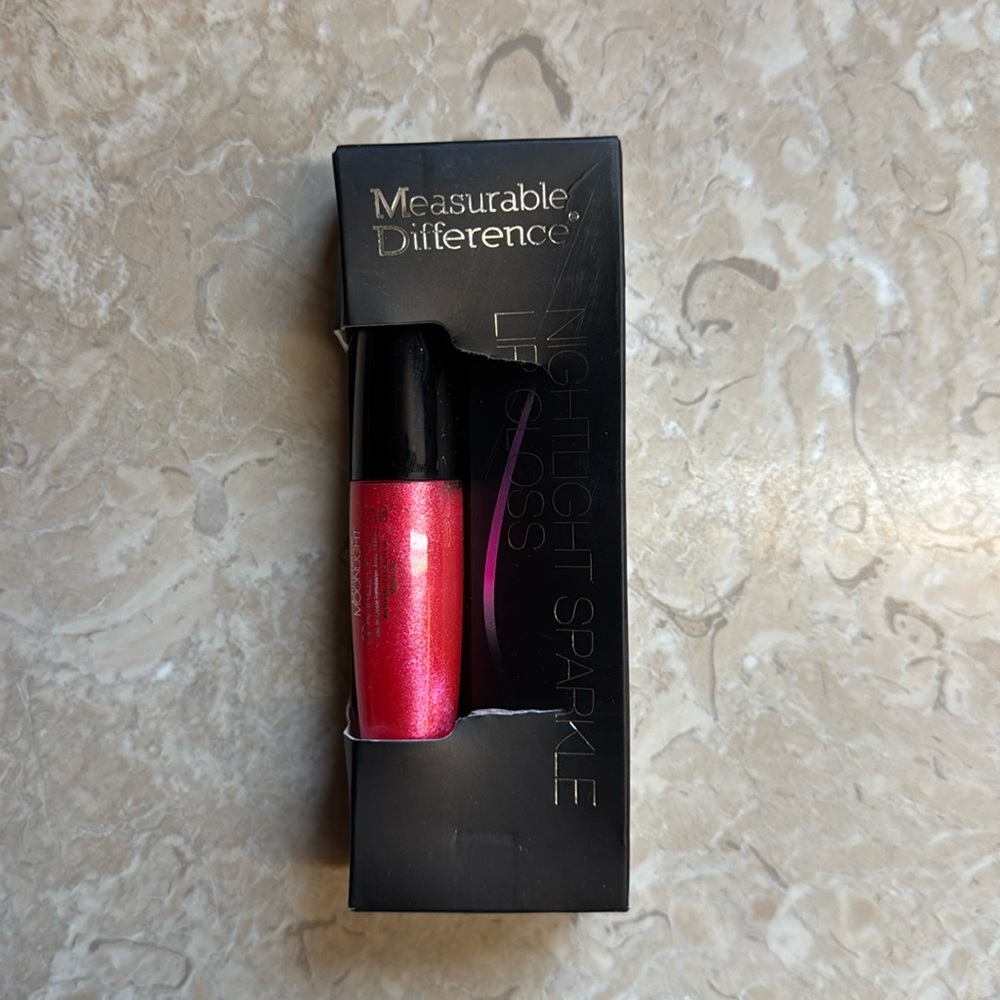 Measurable Difference Nightlight Sparkle Lip Gloss Pink Red Glitter Shimmer NEW